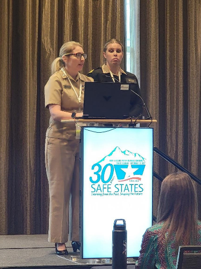 IHS Injury Prevention Specialist Cmdr. Andrea Tsatoke and IHS Injury Prevention Program Manager Cmdr. Molly Madson