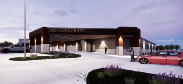 Rendering of new Emergency Department entrance and Ambulance Bay