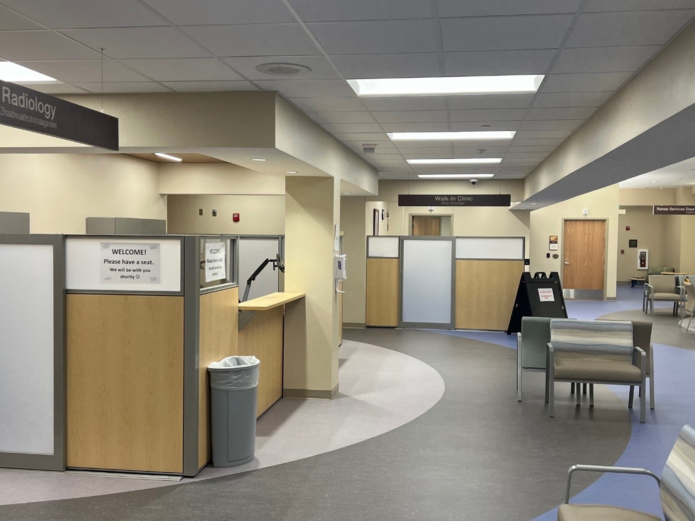 Radiology Services, Walk-in Clinic, and Rehab Services Waiting Room