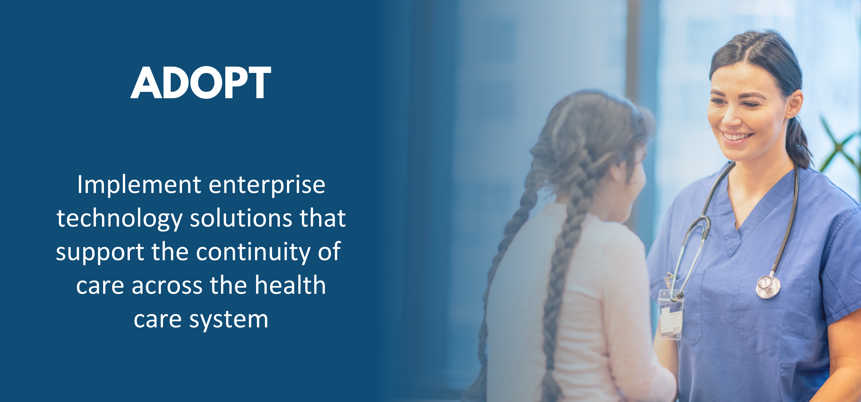 Adopt: Implement enterprise technology solutions that support the continuity of care across the health care system