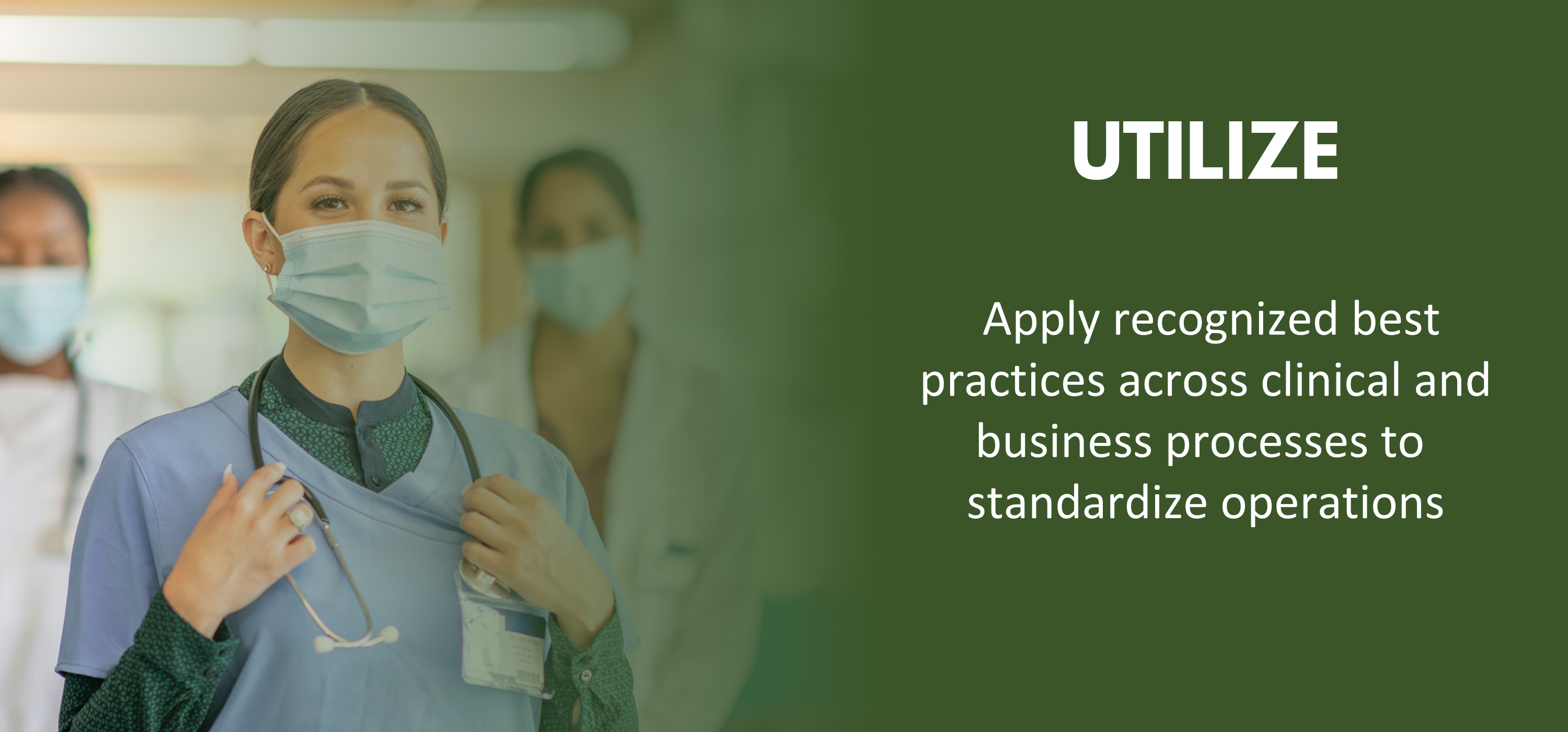 Utilize: Apply recognized best practices across clinical and business processes to standardize operations