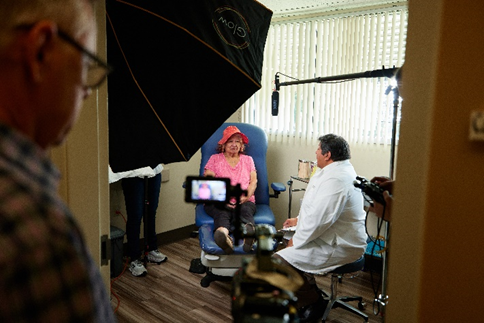 A patient participates in a demonstration of the Mini-Cog screening with her doctor at the Indian Health Council, Inc. in California.