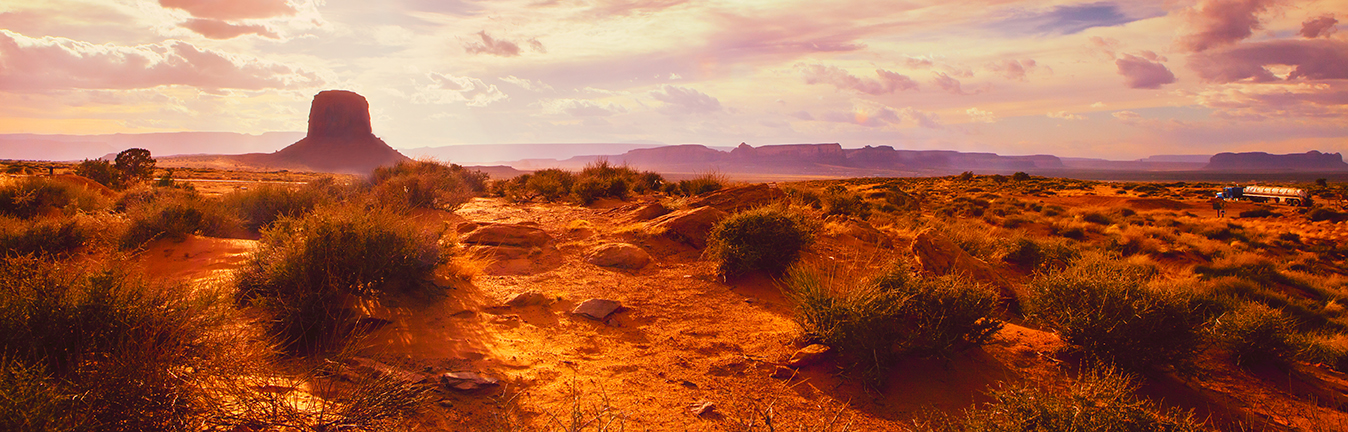 Amazing landscape at the sunset at the monument valley national park in arizona USA with cloudy and drama sky