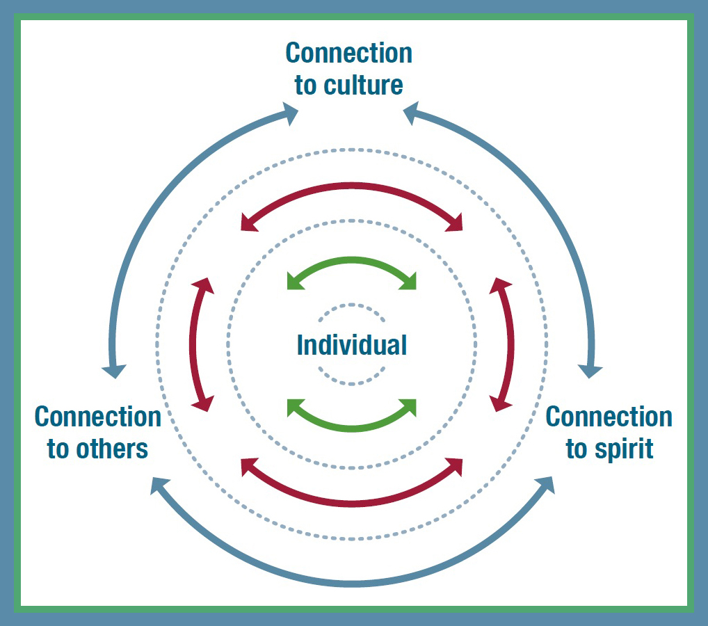 Connection to care diagram. The individual is connected to culture, spirit, and others